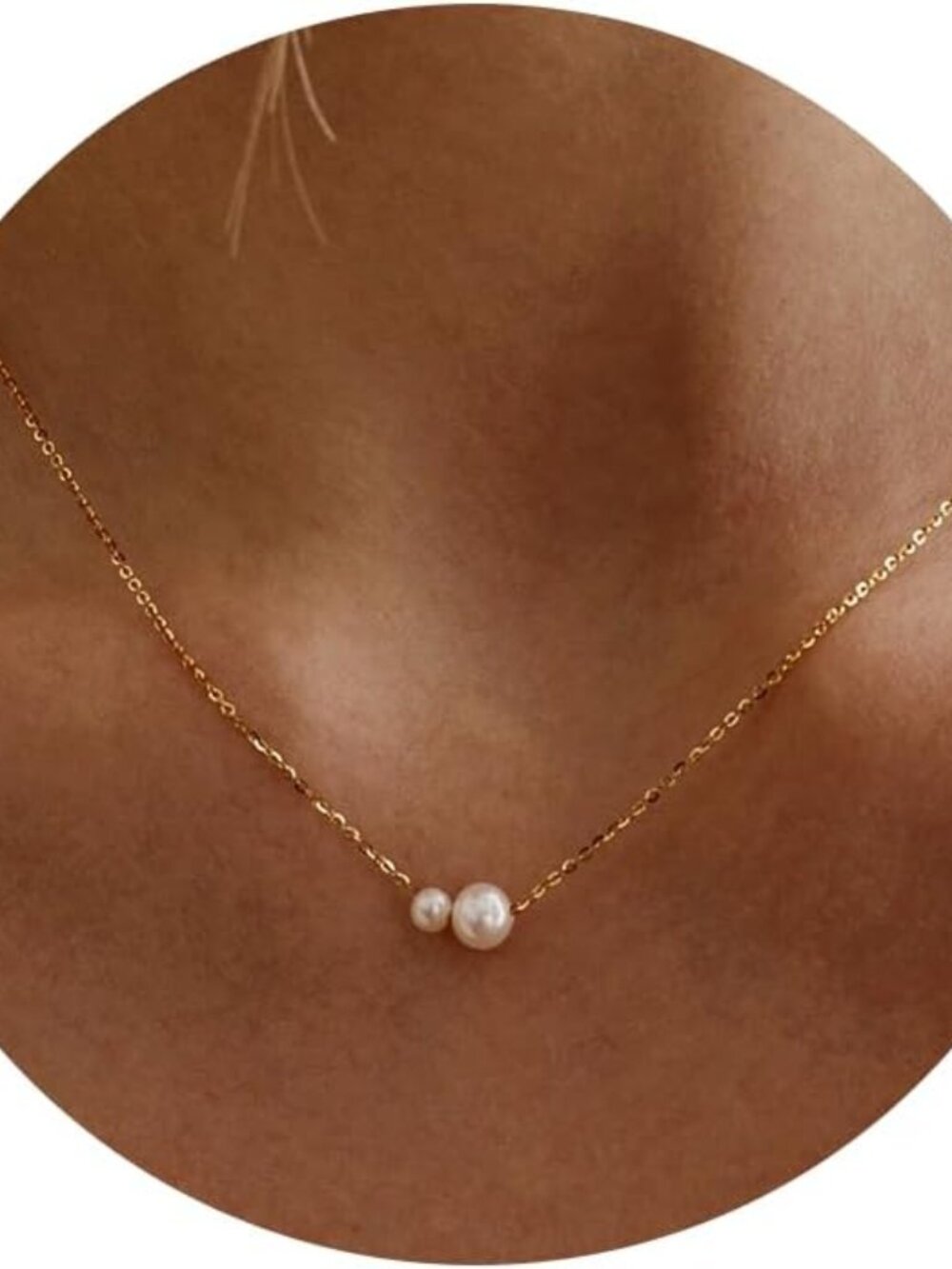 Pearl Necklaces for Women Trendy, 14k Gold Plated Dainty Necklace Simple Pearl D